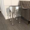 imageDeco 79 Aluminum Metal Side End Accent Table Drip End Table with Melting Design and Shaded Glass Top Side Table 16quot x 16quot x 25quot SilverSilver