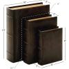 imageDeco 79 Wooden Decorative Box Faux Storage Book Book Shaped Boxes with Faux Leather Detailing Set of 3 Decorative Keepsake Boxes 14quot 11quot 9quotH BrownBrown