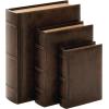 imageDeco 79 Wooden Decorative Box Faux Storage Book Book Shaped Boxes with Faux Leather Detailing Set of 3 Decorative Keepsake Boxes 14quot 11quot 9quotH BrownBrown