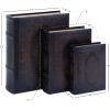 imageDeco 79 Wooden Decorative Box Faux Storage Book Book Shaped Boxes with Faux Leather Detailing Set of 3 Decorative Keepsake Boxes 14quot 11quot 9quotH BrownDark Brown