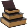imageDeco 79 Wooden Decorative Box Faux Storage Book Book Shaped Boxes with Faux Leather Detailing Set of 3 Decorative Keepsake Boxes 14quot 11quot 9quotH BrownBrown
