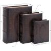 imageDeco 79 Wooden Decorative Box Faux Storage Book Book Shaped Boxes with Faux Leather Detailing Set of 3 Decorative Keepsake Boxes 14quot 11quot 9quotH BrownDark Brown