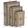 imageDeco 79 Wooden Decorative Box Faux Storage Book Book Shaped Boxes with Faux Leather Detailing Set of 3 Decorative Keepsake Boxes 14quot 11quot 9quotH BrownMulti Colored