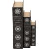 imageDeco 79 Wooden Decorative Box Faux Storage Book Book Shaped Boxes with Faux Leather Detailing Set of 3 Decorative Keepsake Boxes 14quot 11quot 9quotH BrownBlack