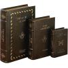 imageDeco 79 Wooden Decorative Box Faux Storage Book Book Shaped Boxes with Faux Leather Detailing Set of 3 Decorative Keepsake Boxes 14quot 11quot 9quotH BrownBrown