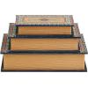 imageDeco 79 Wooden Decorative Box Faux Storage Book Book Shaped Boxes with Faux Leather Detailing Set of 3 Decorative Keepsake Boxes 14quot 11quot 9quotH BrownMulti Colored