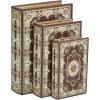 imageDeco 79 Wooden Decorative Box Faux Storage Book Book Shaped Boxes with Faux Leather Detailing Set of 3 Decorative Keepsake Boxes 14quot 11quot 9quotH BrownRed