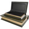imageDeco 79 Wooden Decorative Box Faux Storage Book Book Shaped Boxes with Faux Leather Detailing Set of 3 Decorative Keepsake Boxes 14quot 11quot 9quotH BrownGreen