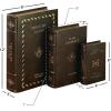 imageDeco 79 Wooden Decorative Box Faux Storage Book Book Shaped Boxes with Faux Leather Detailing Set of 3 Decorative Keepsake Boxes 14quot 11quot 9quotH BrownBrown