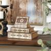 imageDeco 79 Wooden Decorative Box Faux Storage Book Book Shaped Boxes with Faux Leather Detailing Set of 3 Decorative Keepsake Boxes 14quot 11quot 9quotH BrownRed
