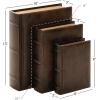 imageDeco 79 Wooden Decorative Box Faux Storage Book Book Shaped Boxes with Faux Leather Detailing Set of 3 Decorative Keepsake Boxes 14quot 11quot 9quotH BrownBrown