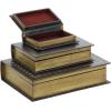 imageDeco 79 Wooden Decorative Box Faux Storage Book Book Shaped Boxes with Faux Leather Detailing Set of 3 Decorative Keepsake Boxes 14quot 11quot 9quotH BrownBrown