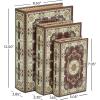 imageDeco 79 Wooden Decorative Box Faux Storage Book Book Shaped Boxes with Faux Leather Detailing Set of 3 Decorative Keepsake Boxes 14quot 11quot 9quotH BrownRed