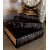 imageDeco 79 Wooden Decorative Box Faux Storage Book Book Shaped Boxes with Faux Leather Detailing Set of 3 Decorative Keepsake Boxes 14quot 11quot 9quotH BrownDark Brown