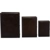 imageDeco 79 Wooden Decorative Box Faux Storage Book Book Shaped Boxes with Faux Leather Detailing Set of 3 Decorative Keepsake Boxes 14quot 11quot 9quotH BrownBrown