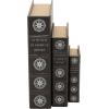 imageDeco 79 Wooden Decorative Box Faux Storage Book Book Shaped Boxes with Faux Leather Detailing Set of 3 Decorative Keepsake Boxes 14quot 11quot 9quotH BrownBlack