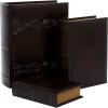 imageDeco 79 Wooden Decorative Box Faux Storage Book Book Shaped Boxes with Faux Leather Detailing Set of 3 Decorative Keepsake Boxes 14quot 11quot 9quotH BrownBrown