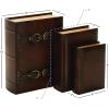 imageDeco 79 Wooden Decorative Box Faux Storage Book Book Shaped Boxes with Faux Leather Detailing Set of 3 Decorative Keepsake Boxes 14quot 11quot 9quotH BrownBrown