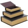 imageDeco 79 Wooden Decorative Box Faux Storage Book Book Shaped Boxes with Faux Leather Detailing Set of 3 Decorative Keepsake Boxes 14quot 11quot 9quotH BrownDark Brown