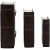 imageDeco 79 Wooden Decorative Box Faux Storage Book Book Shaped Boxes with Faux Leather Detailing Set of 3 Decorative Keepsake Boxes 14quot 11quot 9quotH BrownBrown