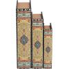 imageDeco 79 Wooden Decorative Box Faux Storage Book Book Shaped Boxes with Faux Leather Detailing Set of 3 Decorative Keepsake Boxes 14quot 11quot 9quotH BrownMulti Colored