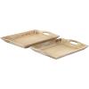 imageDeco 79 Wooden Living Room Decor Tray Ottoman Tray Set of 2 Serving Tray 18quot 12quotW Brown
