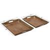 imageDeco 79 Wooden Living Room Decor Tray Ottoman Tray Set of 2 Serving Tray 18quot 12quotW Brown