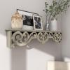imageDeco 79 Wooden Scroll 1 Shelf Wall Shelf with Gray Distressing 48quot x 8quot x 10quot Beige