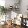 imageDeco 79 Wooden Scroll 1 Shelf Wall Shelf with Gray Distressing 48quot x 8quot x 10quot Beige