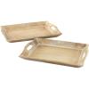 imageDeco 79 Wooden Living Room Decor Tray Ottoman Tray Set of 2 Serving Tray 18quot 12quotW Brown