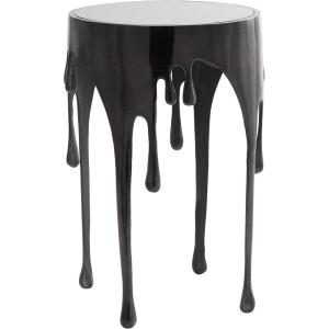 imageDeco 79 Aluminum Metal Side End Accent Table Drip End Table with Melting Design and Shaded Glass Top Side Table 16quot x 16quot x 25quot SilverBlack