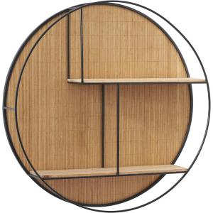 imageDeco 79 Bamboo Geometric 2 Shelves Wall Shelf 30quot x 6quot x 30quot BrownBrown