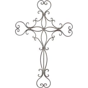 imageDeco 79 Metal Cross Home Wall Decor Scroll Wall Sculpture Wall Art 19quot x 1quot x 29quot Black
