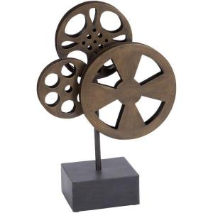 imageDeco 79 Metal Film Decorative Sculpture Reel Home Decor Statue with Elevated Block Base Accent Figurine 11quot x 5quot x 16quot Bronze