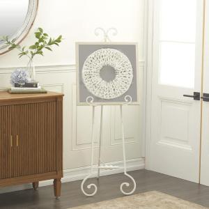 imageDeco 79 Metal Scroll Extra Large Free Standing Adjustable Display Stand Easel with Chain Support 21quot x 1quot x 65quot BlackWhite