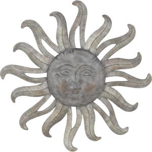 imageDeco 79 Metal Sun Home Wall Decor Indoor Outdoor Distressed Wall Sculpture with CopperLike Accents and Grooves Wall Art 35quot x 1quot x 35quot GoldGray