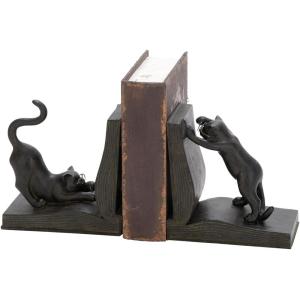 imageDeco 79 Polystone Cat Decorative Bookends Reading Non Skid Bookends Set of 2 Office Bookends7quotH 6quotW BlackMulticolored