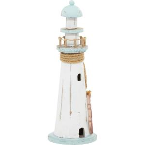 imageDeco 79 Wood Light House Decorative Sculpture Home Decor Statue Accent Figurine 6quot x 6quot x 15quot White