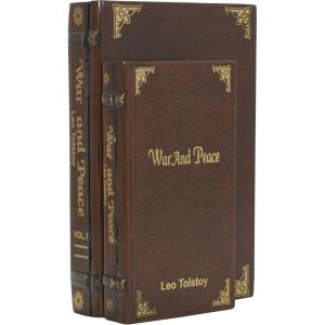 imageDeco 79 Wooden Decorative Box Faux Storage Book Book Shaped Boxes with Faux Leather Detailing Set of 3 Decorative Keepsake Boxes 14quot 11quot 9quotH BrownBrown