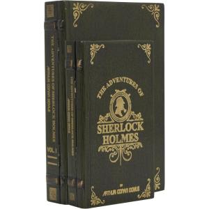 imageDeco 79 Wooden Decorative Box Faux Storage Book Book Shaped Boxes with Faux Leather Detailing Set of 3 Decorative Keepsake Boxes 14quot 11quot 9quotH BrownGreen