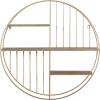 imageDeco 79 Metal Geometric Wall Shelf Circle with 3 Wood Shelves and Linear Rods 28quot x 7quot x 28quot Gold