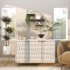 imageDeco 79 Metal Geometric Wall Shelf Circle with 3 Wood Shelves and Linear Rods 28quot x 7quot x 28quot Gold