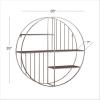 imageDeco 79 Metal Geometric Wall Shelf Circle with 3 Wood Shelves and Linear Rods 28quot x 7quot x 28quot Gold