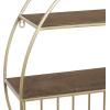 imageDeco 79 Metal Geometric Wall Shelf Circle with 3 Wood Shelves and Linear Rods 28quot x 7quot x 28quot Gold