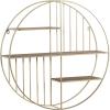 imageDeco 79 Metal Geometric Wall Shelf Circle with 3 Wood Shelves and Linear Rods 28quot x 7quot x 28quot Gold