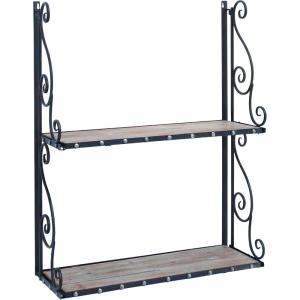 imageDeco 79 Metal and Wood Wall Shelf with Antique Finish