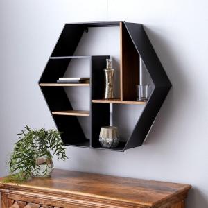 imageDeco 79 Wood 5 Shelves Wall Shelf 30quot x 7quot x 26quot Black