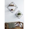 imageDeco 79 Metal Diamond 3 Shelves Wall Shelf Set of 2 12quot 16quotH Black