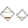 imageDeco 79 Metal Diamond 3 Shelves Wall Shelf Set of 2 12quot 16quotH Black