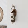 imageDeco 79 Metal Fleur De Lis Wall Sconce Suspended Studded with Scroll Details 7quot x 6quot x 20quot Bronze